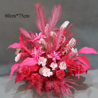 Composition Florale Fuchsia et Rouge pour Arche, 60 × 75 cm, gerbe