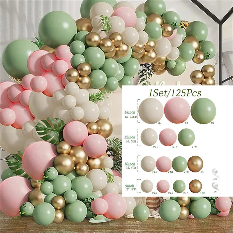 Kit Arche de Ballons Vert Sauge, Rose, Sable et Or, 125 Pièces, vue complémentaire 6