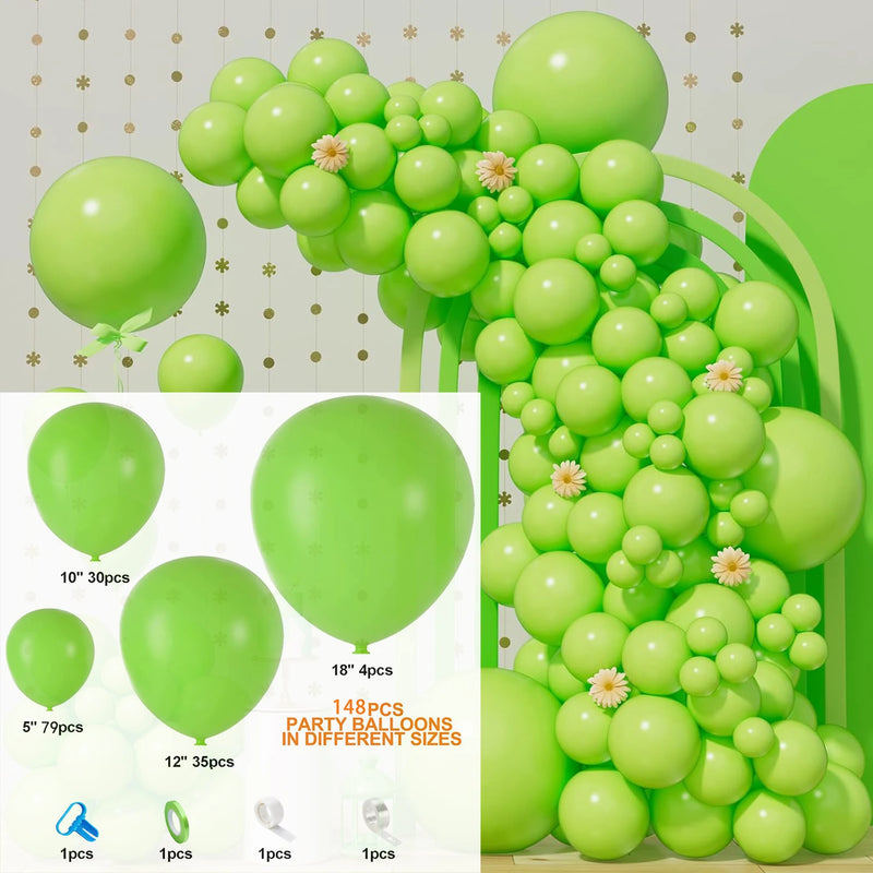 Kit Arche de Ballons 148 Pièces, Rose Pastel, Or, coloris vert vif
