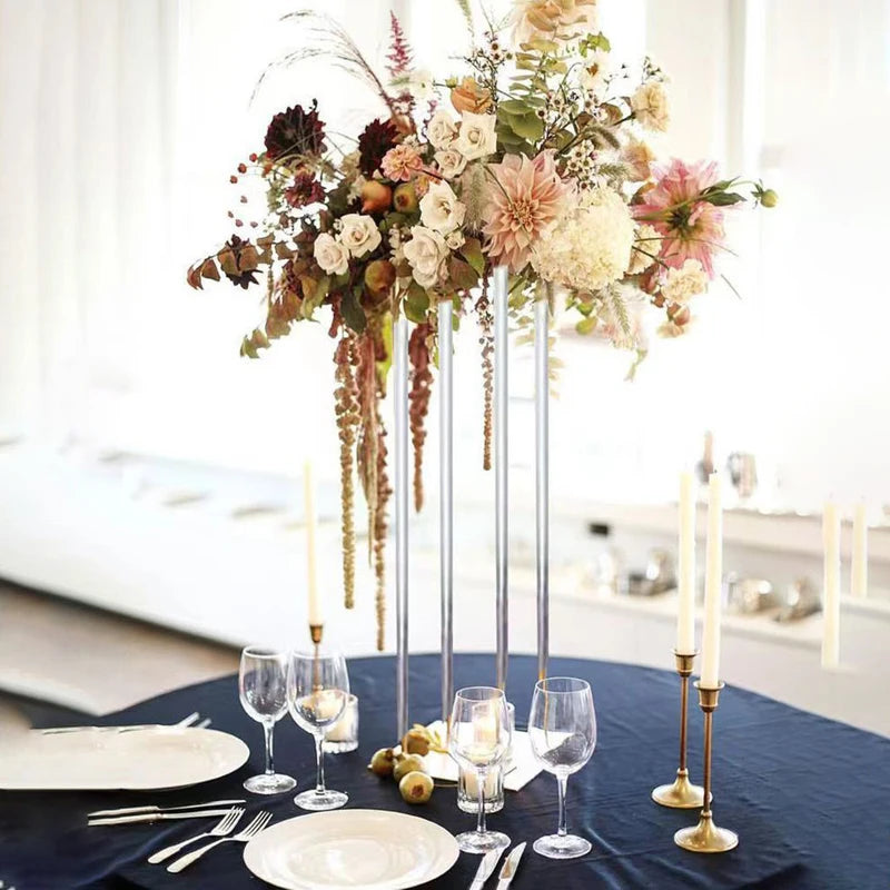 Colonne Acrylique Transparente pour Fleurs de Mariage, 3 Hauteurs de 40 à 80 cm