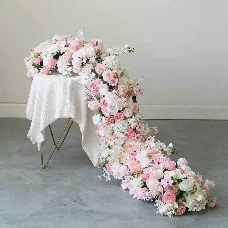 Fleurs pour Arche de Mariage, coloris rose pâle et blanc