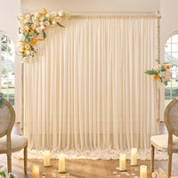 Voilage Chiffon de Mariage avec Poche pour Tringle, coloris beige