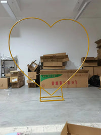 Arche de Mariage en Forme de Cœur Dorée en Métal, 200 cm de Large et de Haut