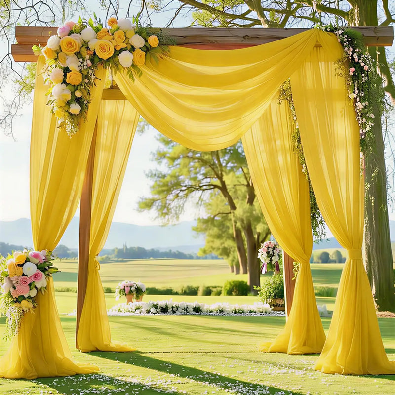 Voilage Chiffon pour Arche de Mariage, 70 cm × 3 à 10 m, coloris jaune
