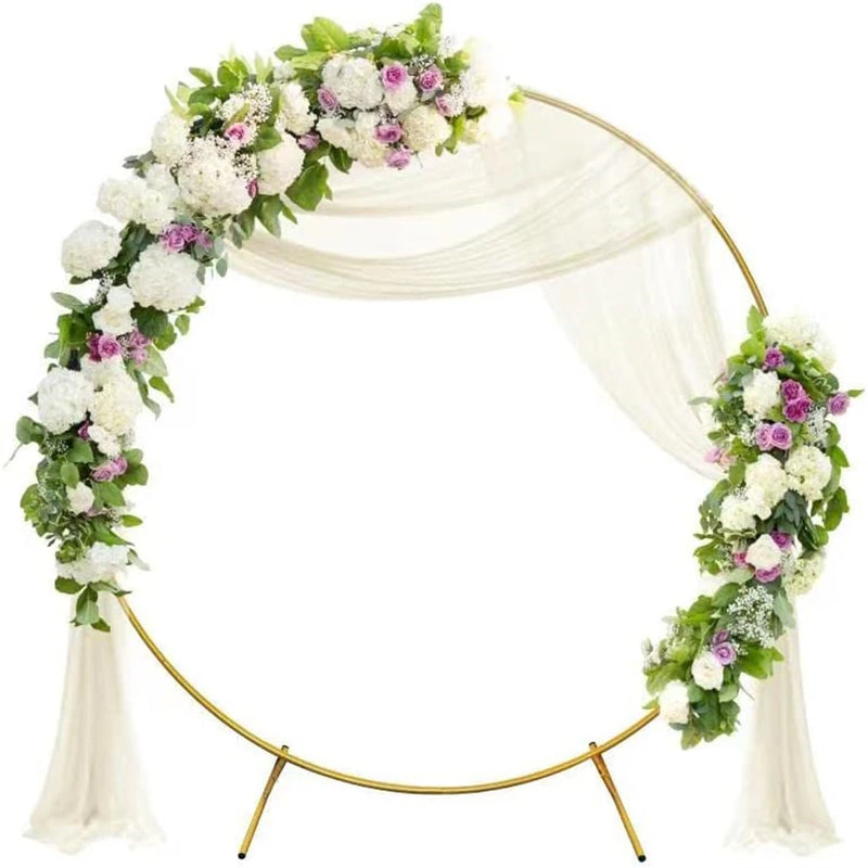 Arche Ronde de Mariage en Métal Blanc ou Doré, 100 à 250 cm