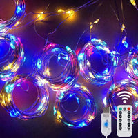 Rideau Lumineux LED Fil de Cuivre Argenté USB, coloris multicolore