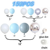 Kit Arche de Ballons Bleu Ciel, Blanc et Argent, 153 Pièces, vue complémentaire 7