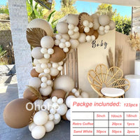 Kit Arche de Ballons Blanc Sable et Beige, café et blanc sable, 123 pièces