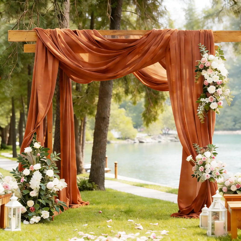 Voilage Chiffon pour Arche de Mariage, 70 cm × 3 à 10 m, coloris terracotta