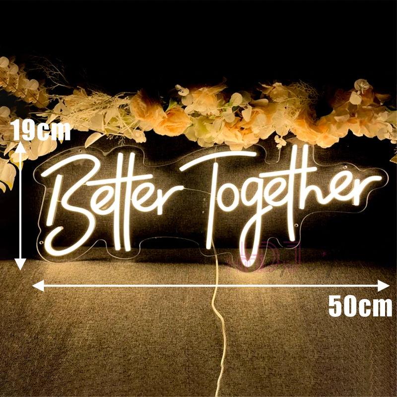 Néon Mariage Mural, 10 Phrases dont « Better Together », 11 Couleurs
