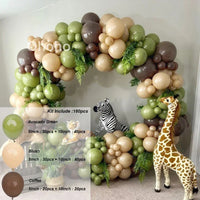 Kit Arche de Ballons Vert Sauge et Sable, vert avocat, rose poudré et café, 180 pièces