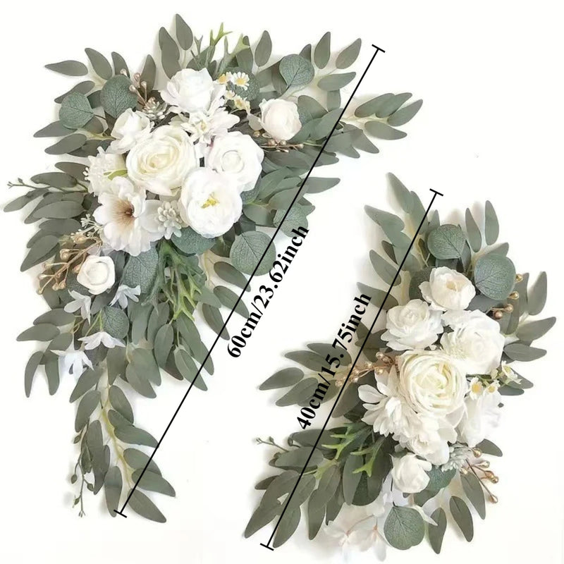 Fleurs pour Arche de Mariage, coloris blanc et ivoire, fleurs larges