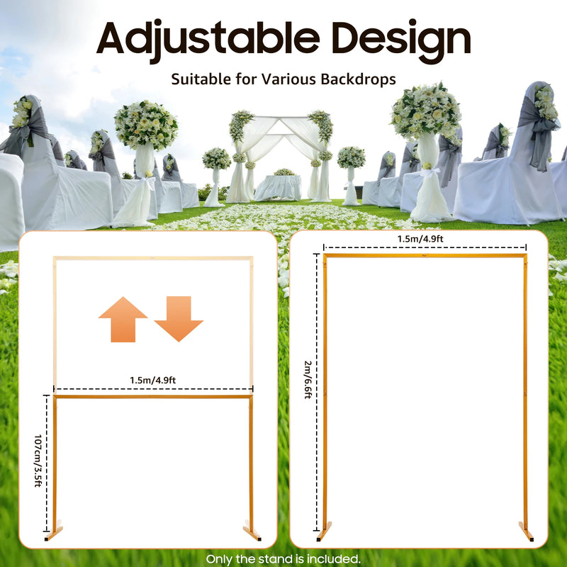 Arche de Mariage Rectangulaire Dorée Réglable, 150 cm de Large, Hauteur 107 ou 200 cm