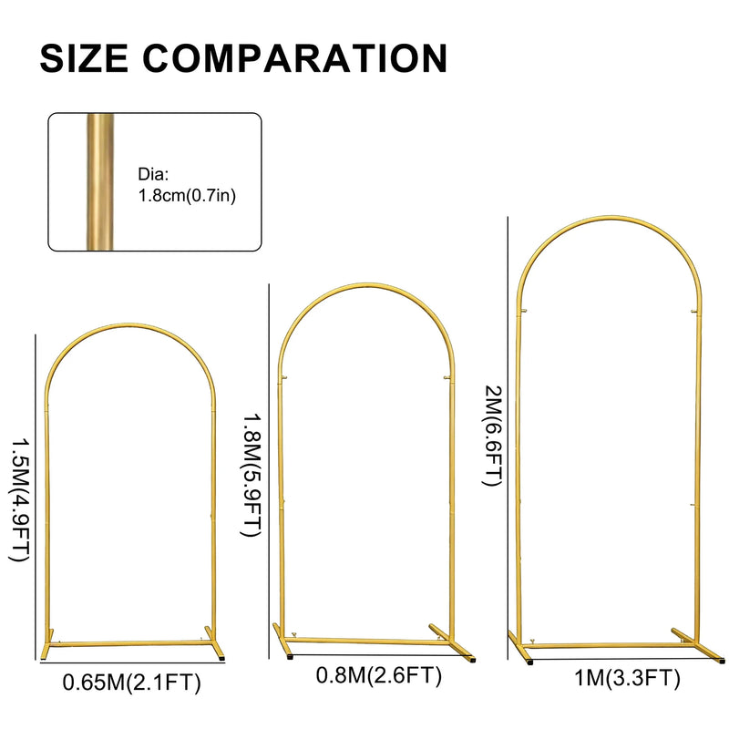 Arche de Mariage Arrondie en Métal Doré, 120 à 220 cm, vue complémentaire 4