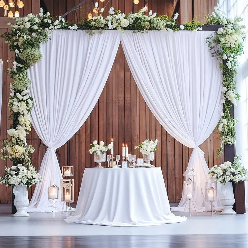 Toile de Fond Mariage Sans Plis, Rideau de Photocall, vue d'ensemble