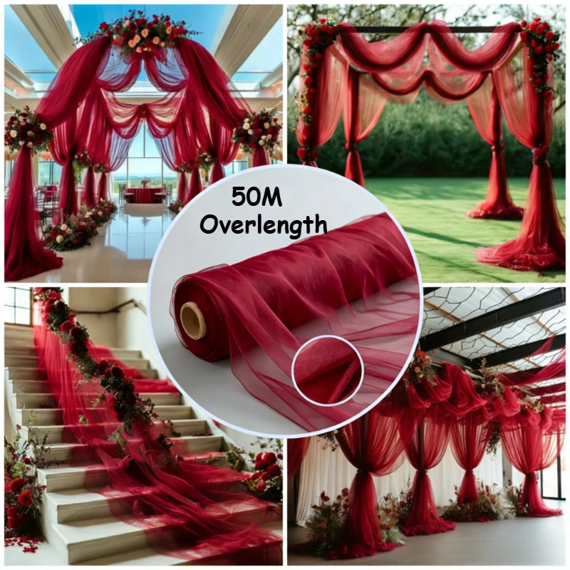 Rouleau de Tulle pour Arche de Mariage, 30 cm × 50 m, Blanc, vue d'ensemble
