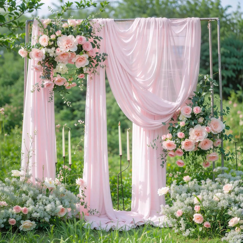 Voilage Arche de Mariage en Mousseline, 70 cm de Large, coloris rose pâle