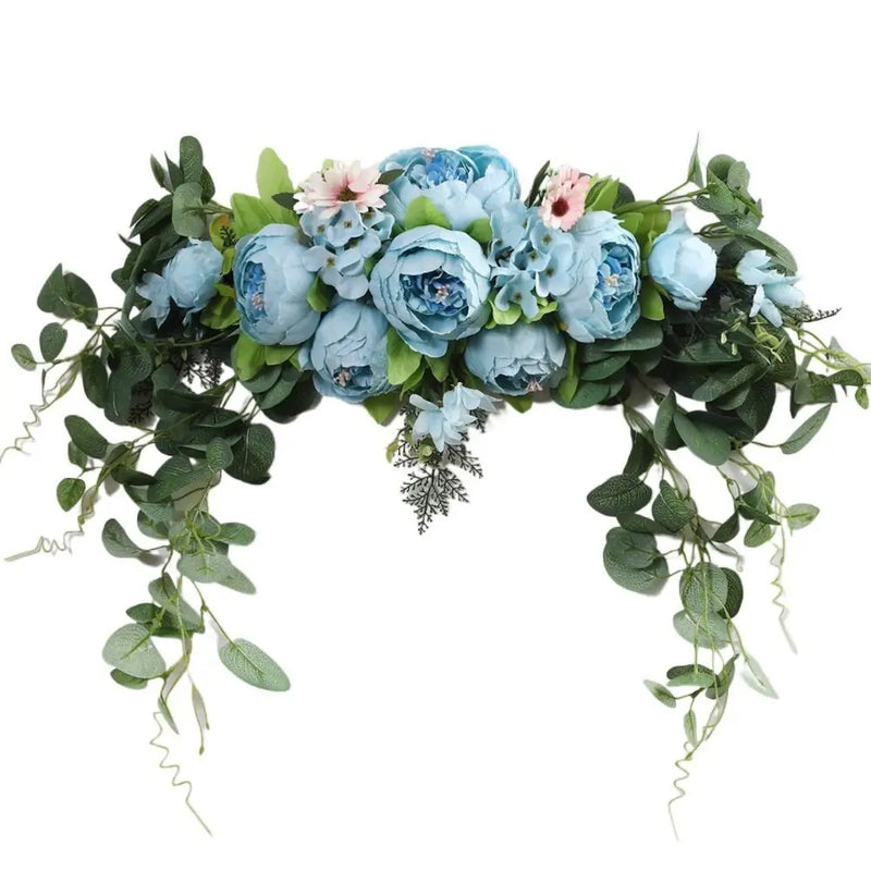 Fleurs pour Arche de Mariage, Pivoines et Eucalyptus de 75 cm, coloris bleu ciel
