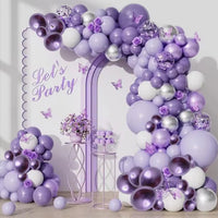 Kit Arche de Ballons Violet, Lilas, Blanc et Argent, vue d'ensemble