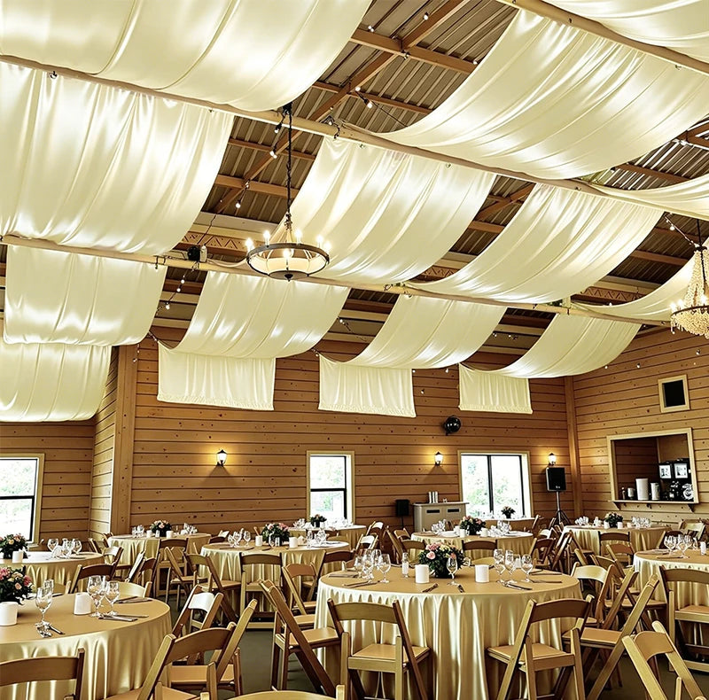 Drapé de Plafond Mariage en Satin, 16 Coloris, 3 à 12 m
