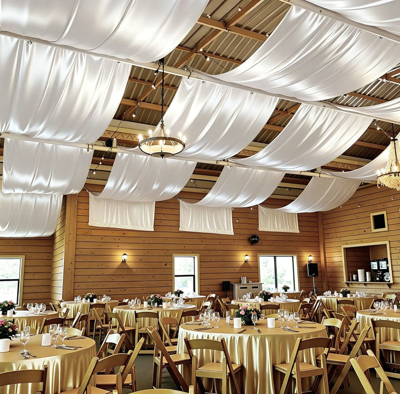 Drapé de Plafond Mariage en Satin, 16 Coloris, 3 à 12 m