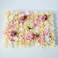 Mur de Fleurs Artificielles, coloris champagne et accents bordeaux