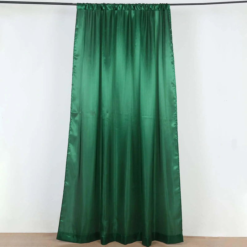 Toile de Fond Mariage en Satin, Poche à Tringle, coloris vert foncé