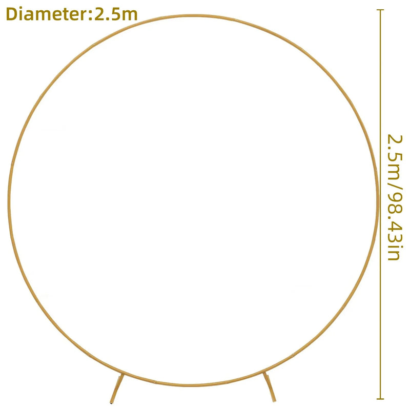 Arche de Mariage Ronde Dorée Démontable en Métal, 150 à 250 cm