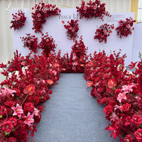 Fleurs Rouges pour Fond de Mariage, Roses, Lys et Anthuriums, vue d'ensemble