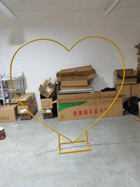Arche de Mariage en Forme de Cœur Dorée en Métal, 200 cm de Large et de Haut