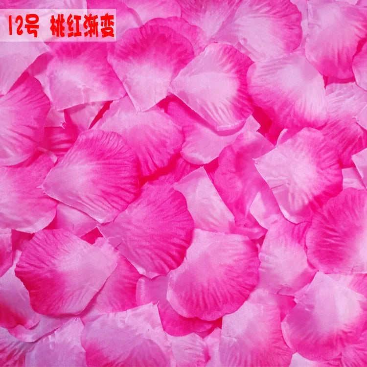 Pétales de Rose Artificiels en Tissu, coloris fuchsia et blanc