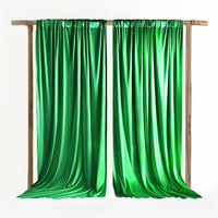 Toile de Fond Mariage en Satin, Poche à Tringle, coloris vert vif