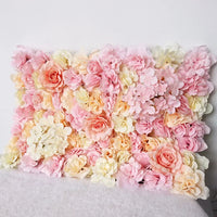 Mur de Fleurs Artificielles, coloris rose, pêche et crème