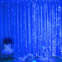 Rideau Lumineux LED Mariage USB avec Télécommande, coloris bleu