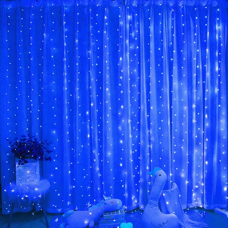 Rideau Lumineux LED Mariage USB avec Télécommande, coloris bleu