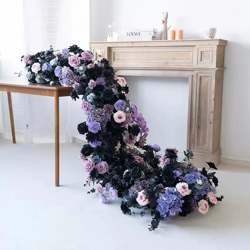Fleurs pour Arche de Mariage, coloris noir, bleu et violet