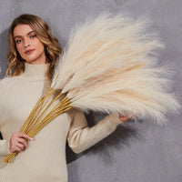 Pampa Artificielle Plumeau Souple, Tige de 90 ou 120 cm, 12 Coloris