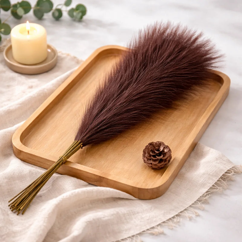 Pampa artificielle boho, couleur et lot brun foncé, 10 tiges