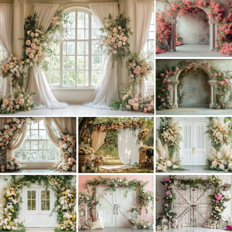 Toile de Fond Florale pour Photocall Mariage, vue d'ensemble