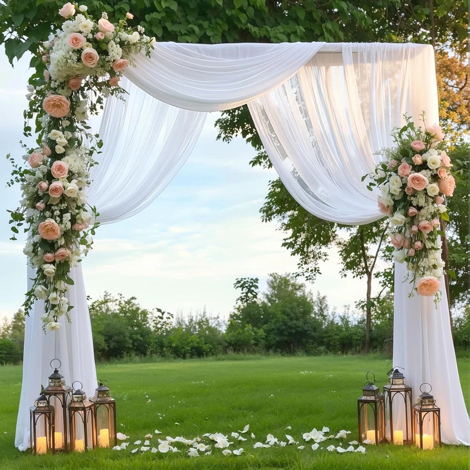 Voilage Drapé pour Arche de Mariage et Plafond, vue d'ensemble