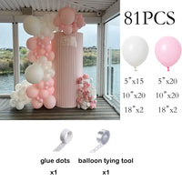 Kit Arche de Ballons Rose Pastel et Blanc, rose et blanc, 81 pièces