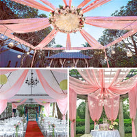 Voilage de Plafond pour Salle de Mariage, coloris rose saumon