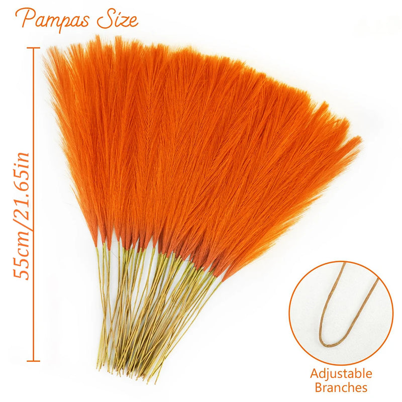 Pampa Artificielle 20 Tiges de 55 cm, Vert, Orange, vue complémentaire 6