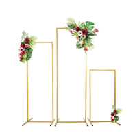 Arche de Mariage Rectangulaire en Métal, Blanche ou Dorée, doré, lot de 3 cadres sans fleurs
