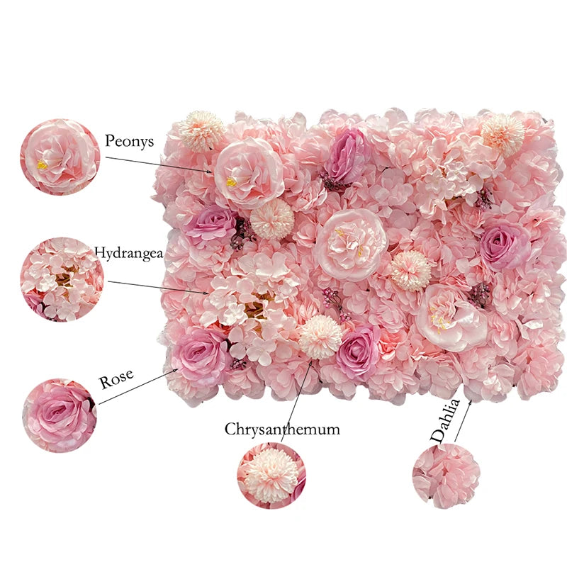 Mur de Fleurs Artificielles, Panneau de Roses 40 x 60 cm, vue complémentaire 2
