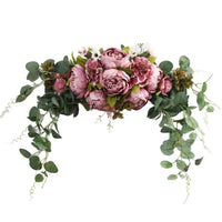 Fleurs pour Arche de Mariage, Pivoines et Eucalyptus de 75 cm, coloris vieux rose