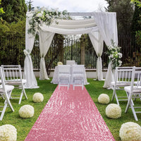 Tapis d'allée de mariage à paillettes, couleur rose