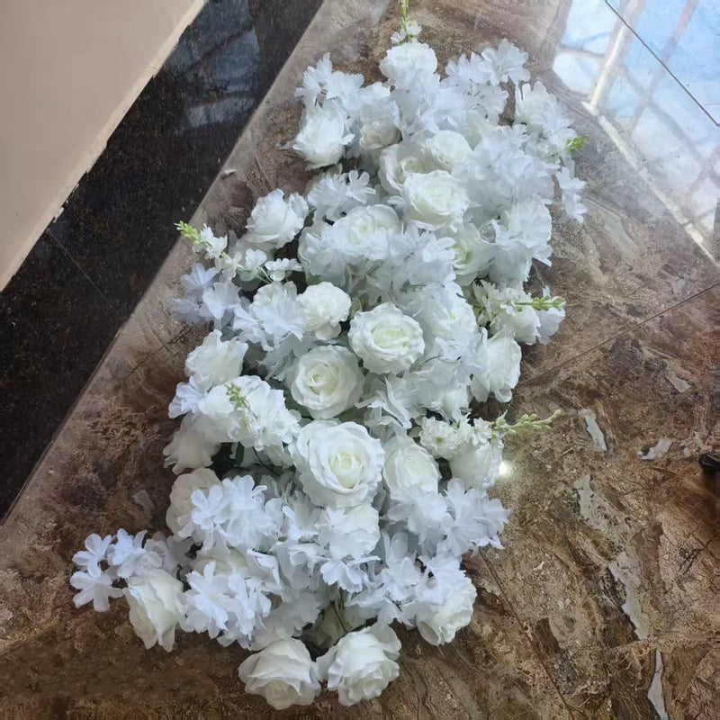 Fleurs pour Arche de Mariage, Rangée Florale 60, 100 ou 200 cm, coloris blanc