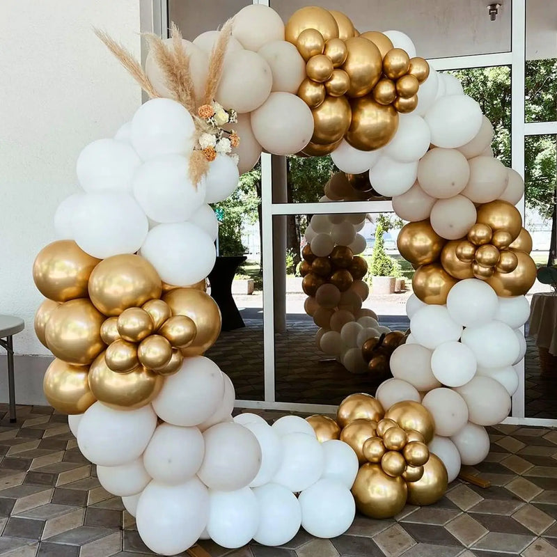 Kit Arche de Ballons Blanc et Or Chromé avec Confettis, vue complémentaire 2