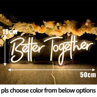 Néon Mariage Mural, 10 Phrases dont « Better Together », 11 Couleurs